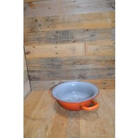 thumb-Vintage oranje geëmailleerd vergiet met grijze binnenkant uit de jaren 50-2