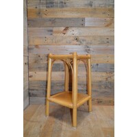 thumb-Vintage rotan tafeltje met houten blad en gelakte afwerking-2