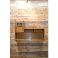 Antiek eiken art deco hangkastje met facet geslepen glas