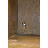 thumb-Antiek eiken art deco hangkastje met facet geslepen glas-7