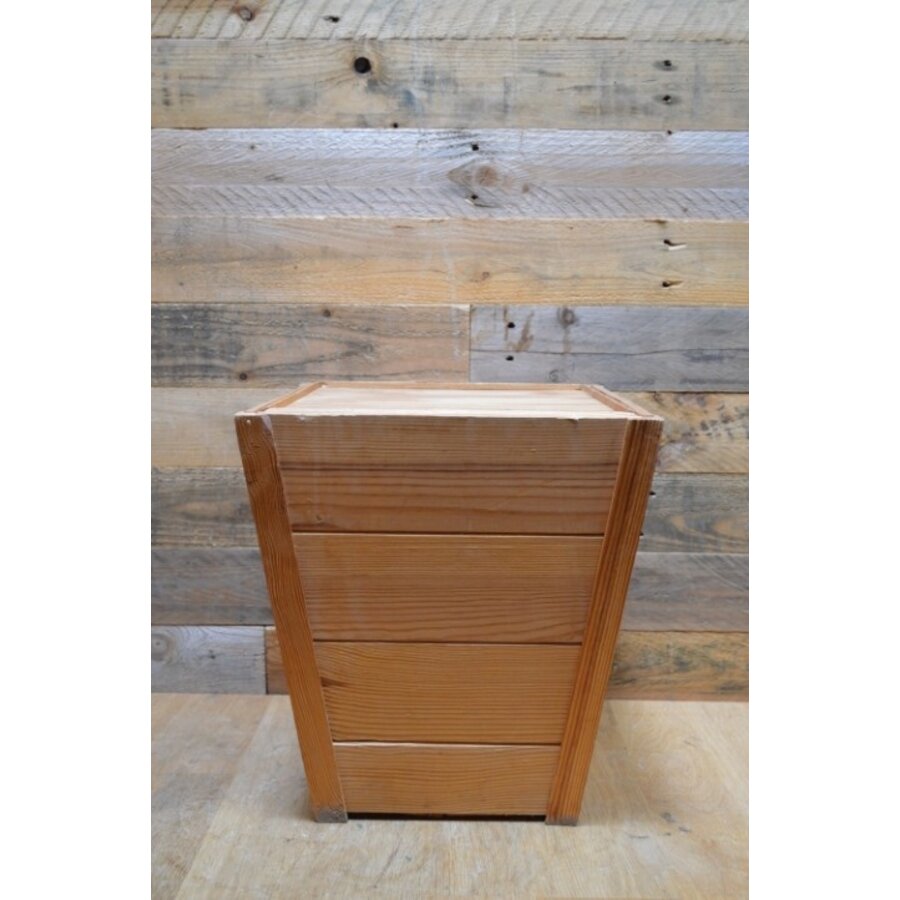 Vintage vurenhouten kistmodel krukje met opbergruimte jaren 70-4