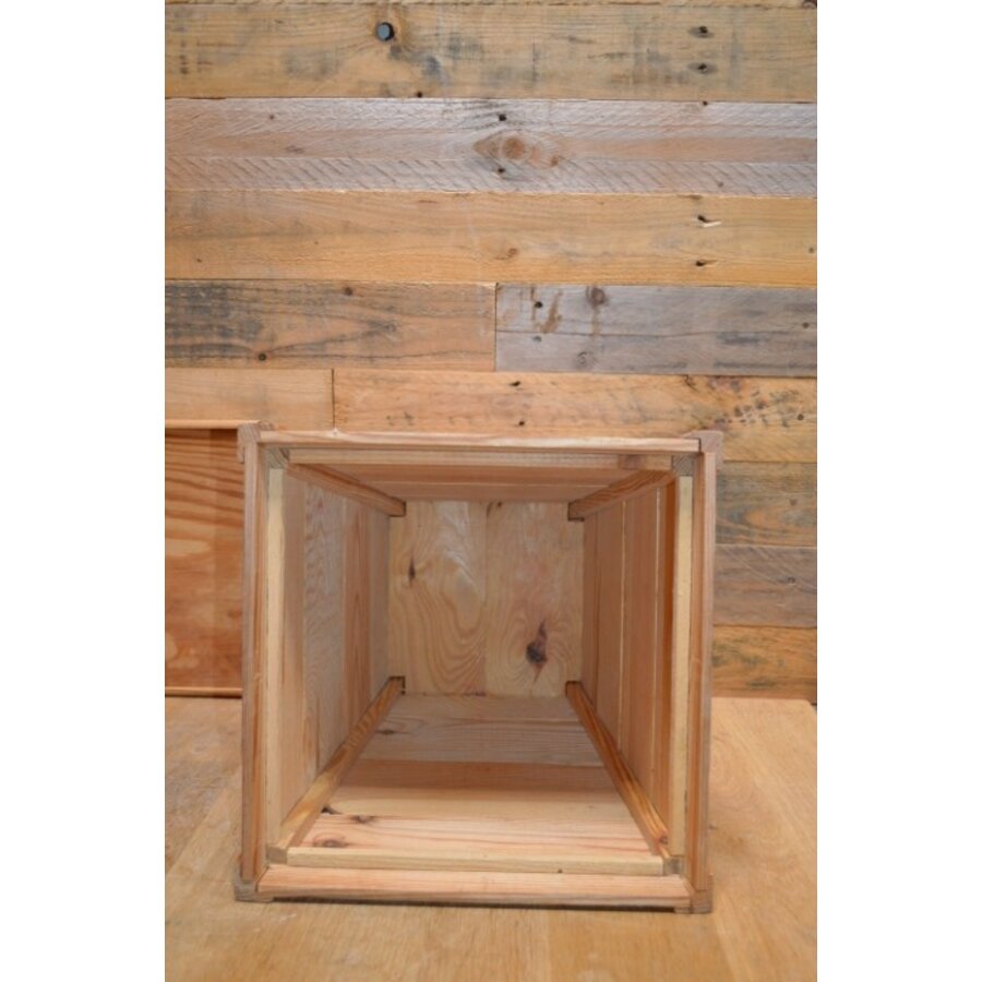 Vintage vurenhouten kistmodel krukje met opbergruimte jaren 70-9