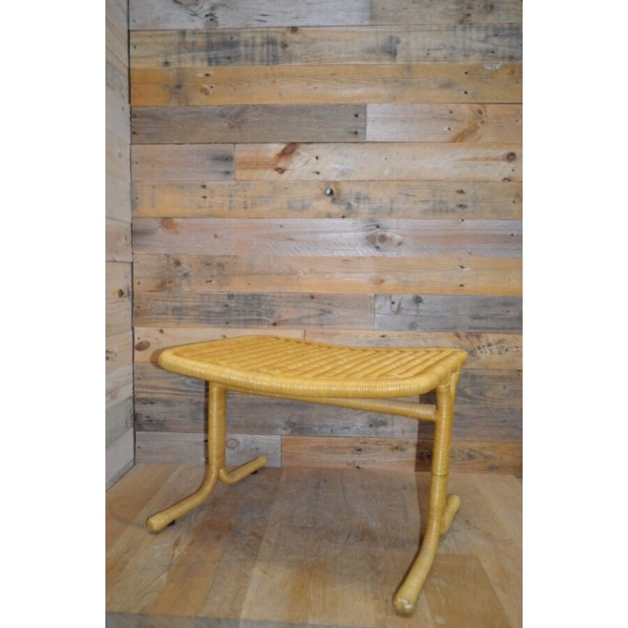 Vintage rotan hocker met stevig metalen frame – Tweedehands-2