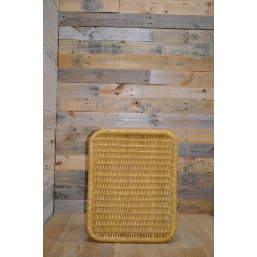 Vintage rotan hocker met stevig metalen frame – Tweedehands-4