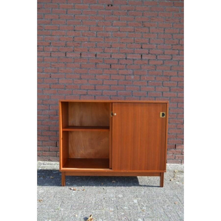 Mid Century kastje – retro houten schuifdeurkast jaren 60-7
