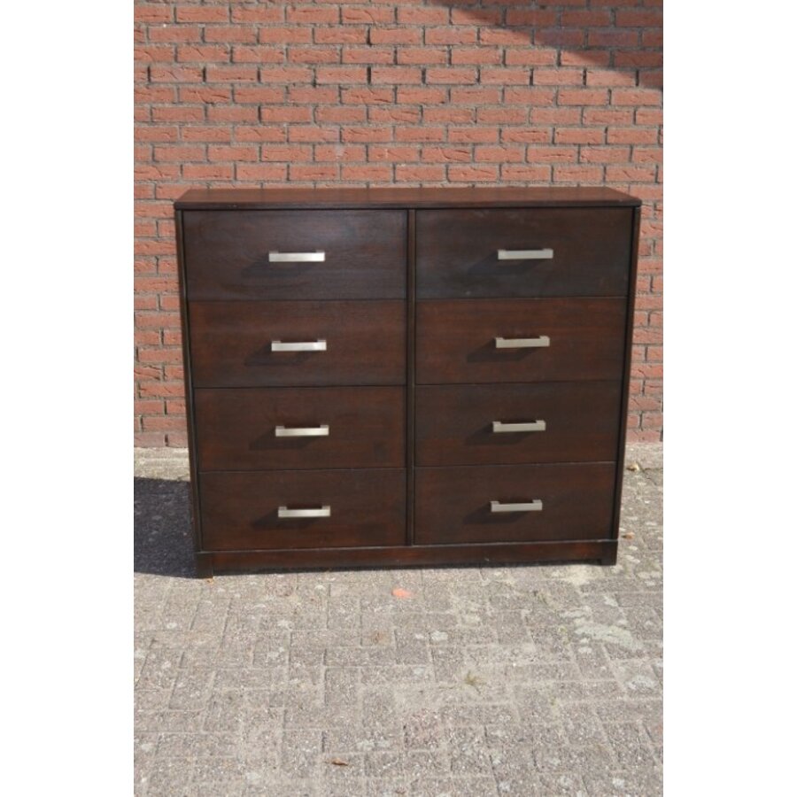 Vintage ladenkast massief donker eikenhout uit de jaren 60-1