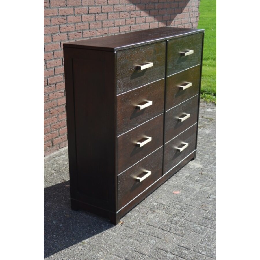 Vintage ladenkast massief donker eikenhout uit de jaren 60-4