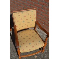 thumb-Eiken armfauteuiltjes uit de jaren 50 met gele bekleding-3
