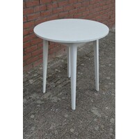 thumb-Tweedehands rond houten bijzettafeltje met wit blad en onderblad-3