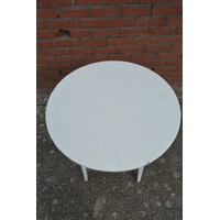 thumb-Tweedehands rond houten bijzettafeltje met wit blad en onderblad-4