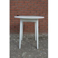 thumb-Tweedehands rond houten bijzettafeltje met wit blad en onderblad-5