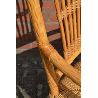 thumb-Tweedehands houten armstoel met spijlen rugleuning en touw zitting-5