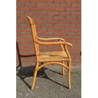 thumb-Tweedehands houten armstoel met spijlen rugleuning en touw zitting-6