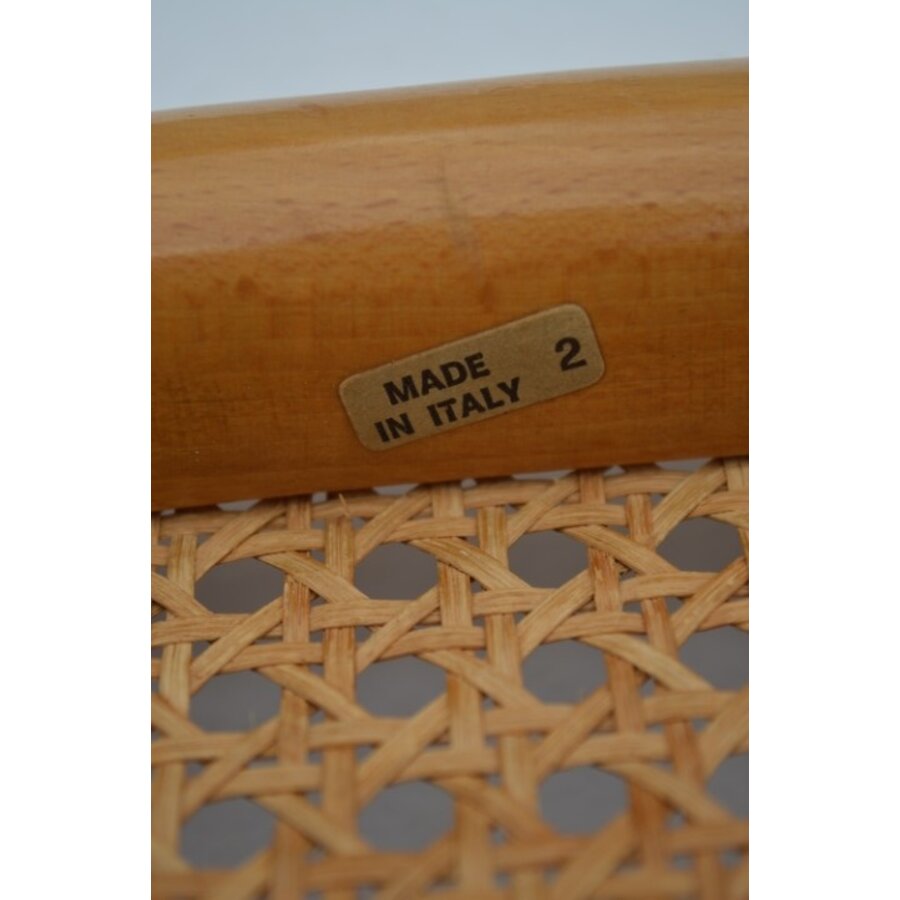 Vintage eettafel met chromen buizenframe en vier Sesca B32 stoelen van Thonet Italië.-7