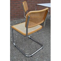 thumb-Vintage eettafel met chromen buizenframe en vier Sesca B32 stoelen van Thonet Italië.-5