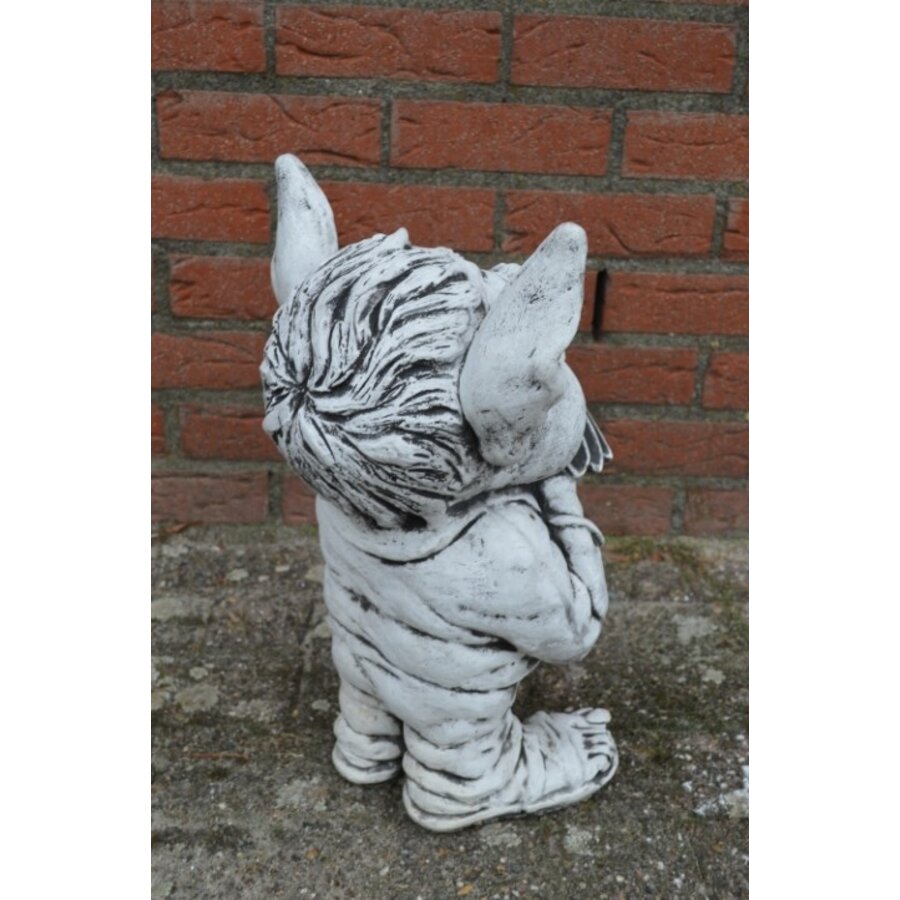 Betonnen trol met bloem – Ludiek tuinbeeld voor binnen en buiten-5