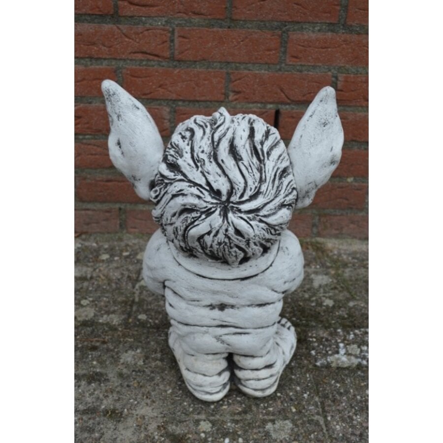 Betonnen trol met bloem – Ludiek tuinbeeld voor binnen en buiten-6