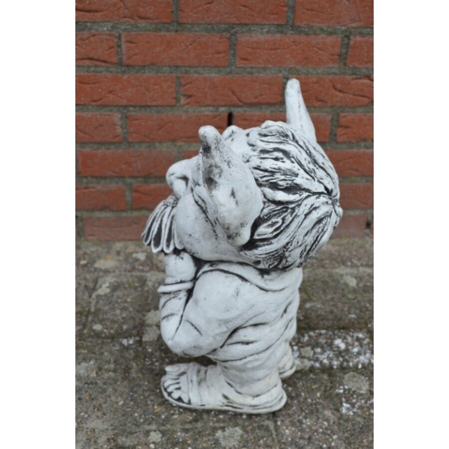 Betonnen trol met bloem – Ludiek tuinbeeld voor binnen en buiten-7