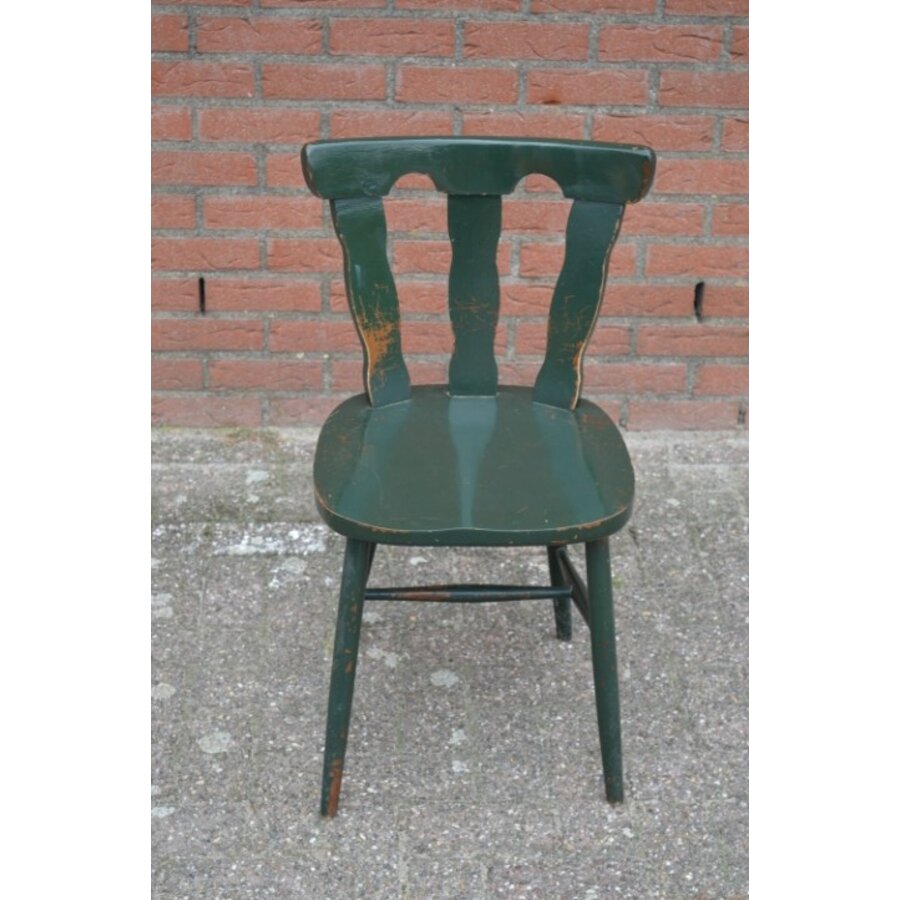 Beukenhouten caféstoel groen geschilderd – brocante uitstraling-2