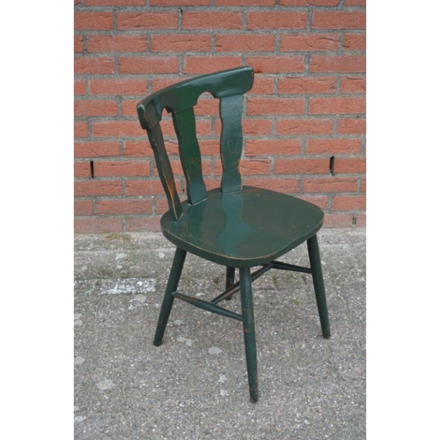 Beukenhouten caféstoel groen geschilderd – brocante uitstraling-1