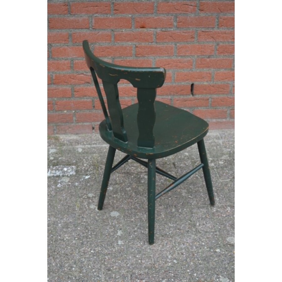 Beukenhouten caféstoel groen geschilderd – brocante uitstraling-3