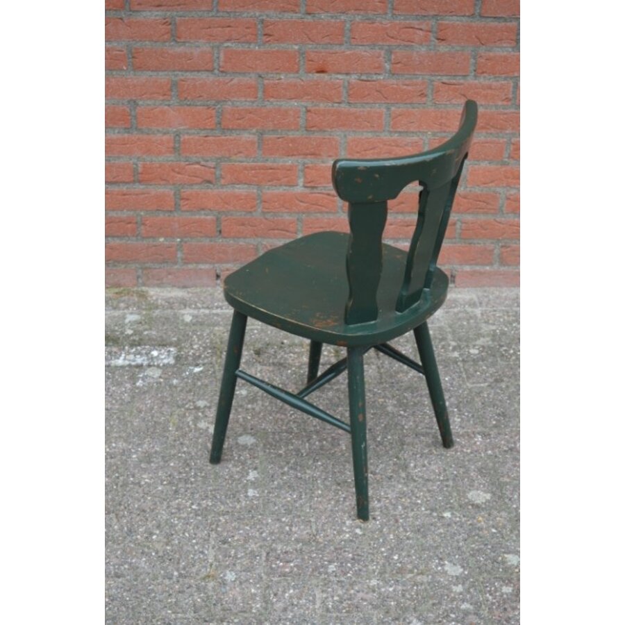 Beukenhouten caféstoel groen geschilderd – brocante uitstraling-4