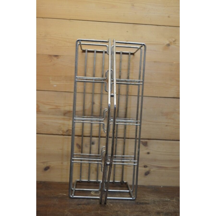 Chroom flessenrek uit de jaren 60 met handvat-5