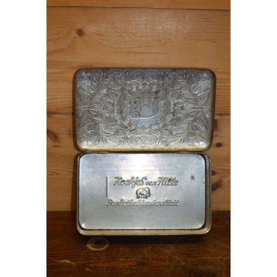 Vintage koekjesblik van Hille uit de jaren 50 met olifant-8