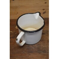 thumb-Oud wit geëmailleerd kannetje met handvat – Mid century keuken- of plantenaccessoire-4