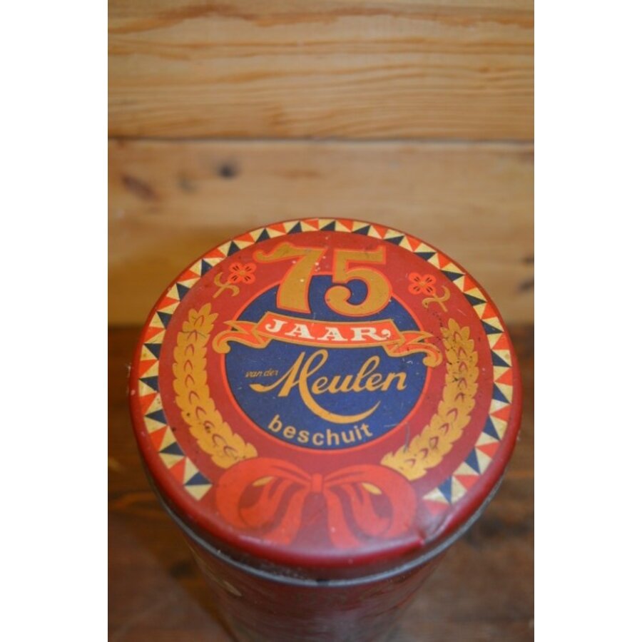 Van der Meulen Friesche Tafelbeschuit 1910-1985 – Vintage jubileumblik in goede staat-2