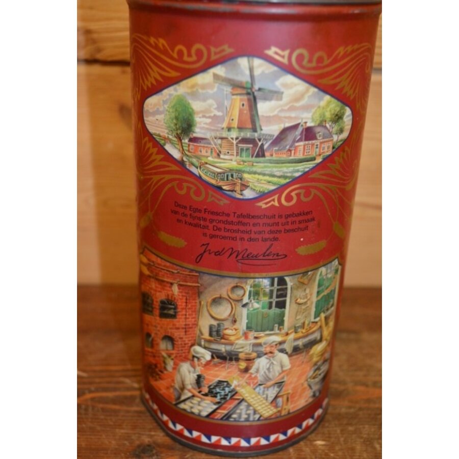 Van der Meulen Friesche Tafelbeschuit 1910-1985 – Vintage jubileumblik in goede staat-3