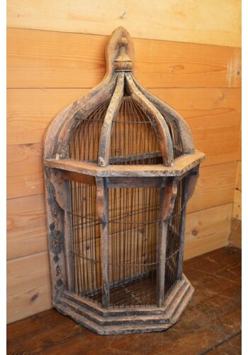 Rustieke houten vogelkooi – Vintage decoratie 