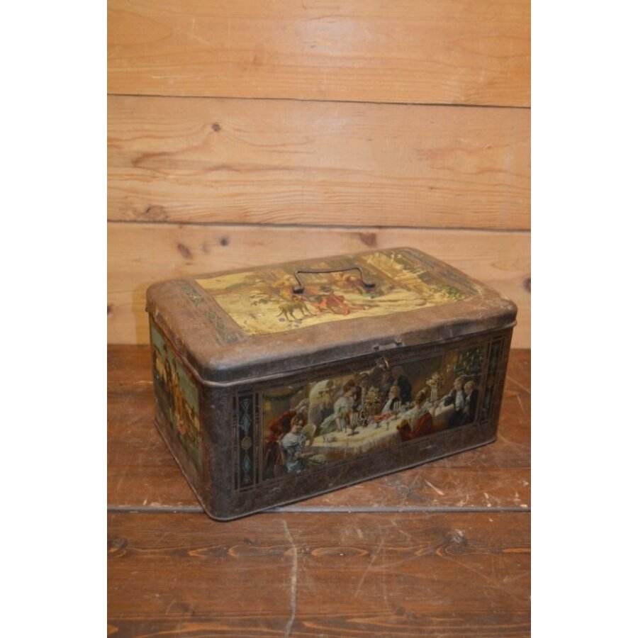 Antieke lithografische trommel met winterse taferelen – Wed. J. Bekkers Dordrecht – Lunchtrommel-1