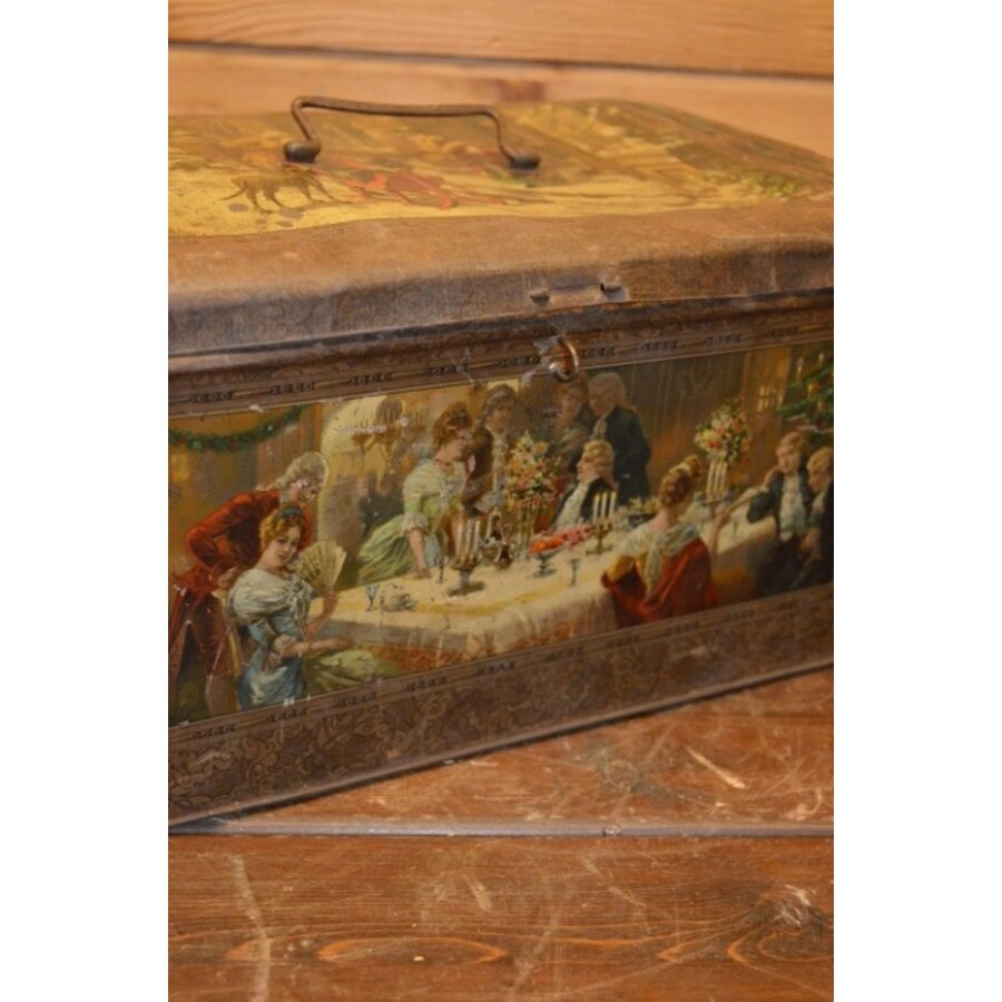 Antieke lithografische trommel met winterse taferelen – Wed. J. Bekkers Dordrecht – Lunchtrommel-2