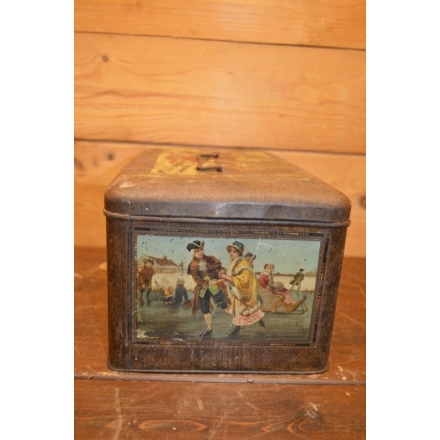 Antieke lithografische trommel met winterse taferelen – Wed. J. Bekkers Dordrecht – Lunchtrommel-3