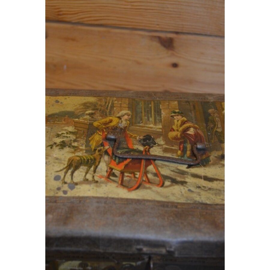 Antieke lithografische trommel met winterse taferelen – Wed. J. Bekkers Dordrecht – Lunchtrommel-6