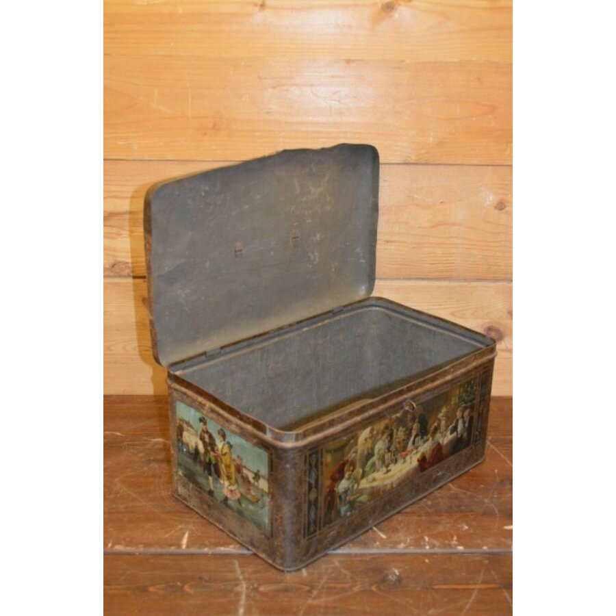 Antieke lithografische trommel met winterse taferelen – Wed. J. Bekkers Dordrecht – Lunchtrommel-7