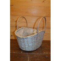 thumb-Chic plantenmandje van riet met metalen frame en plastic binnenvoering – Tweedehands-1