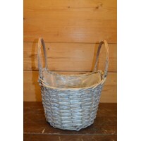 thumb-Chic plantenmandje van riet met metalen frame en plastic binnenvoering – Tweedehands-3