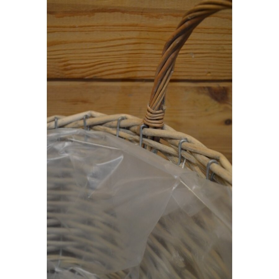 Chic plantenmandje van riet met metalen frame en plastic binnenvoering – Tweedehands-5