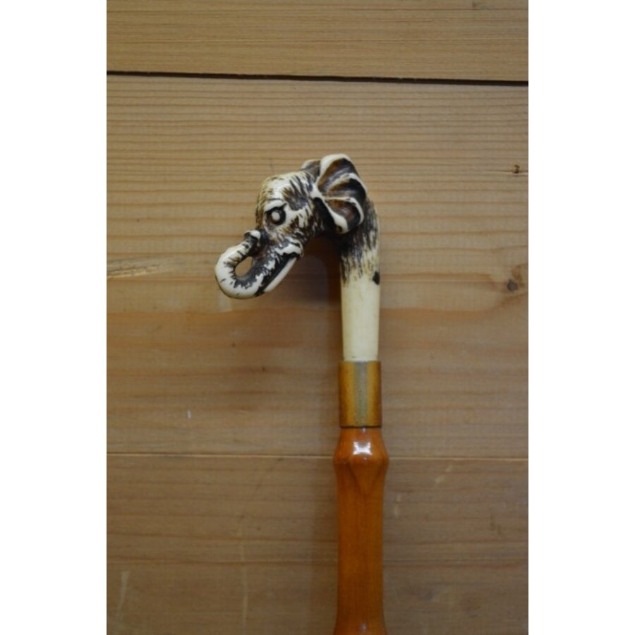 Vintage schoenlepel uit Italië met olifant van bamboe, hoorn, koper en been-4