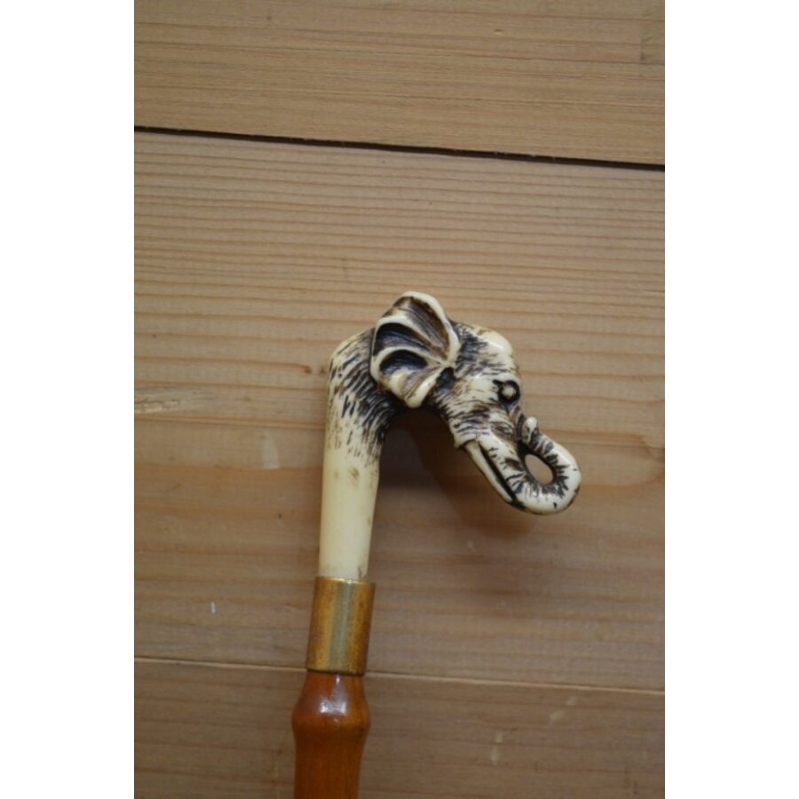 Vintage schoenlepel uit Italië met olifant van bamboe, hoorn, koper en been-5