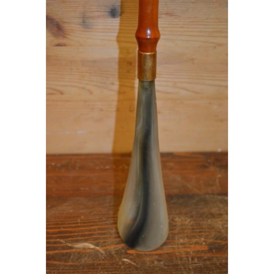 Vintage schoenlepel uit Italië met olifant van bamboe, hoorn, koper en been-6