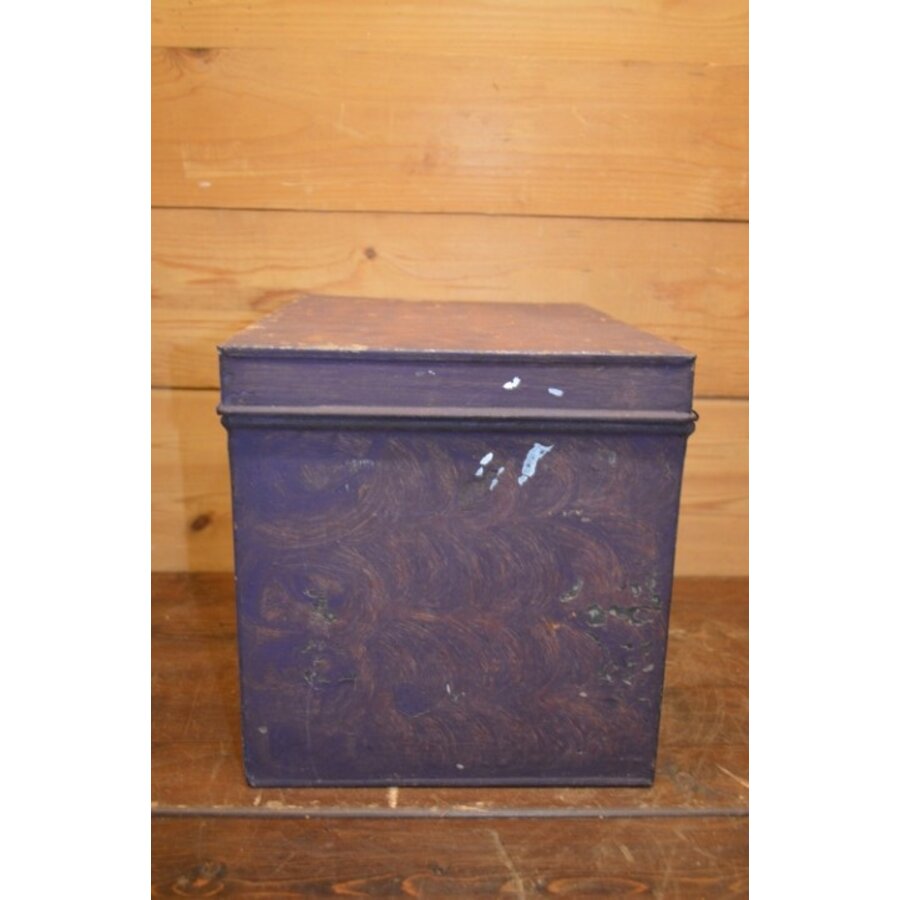 Groot antiek koffieblik met twee vakken van Van Muijen Den Haag - Arnhem-2