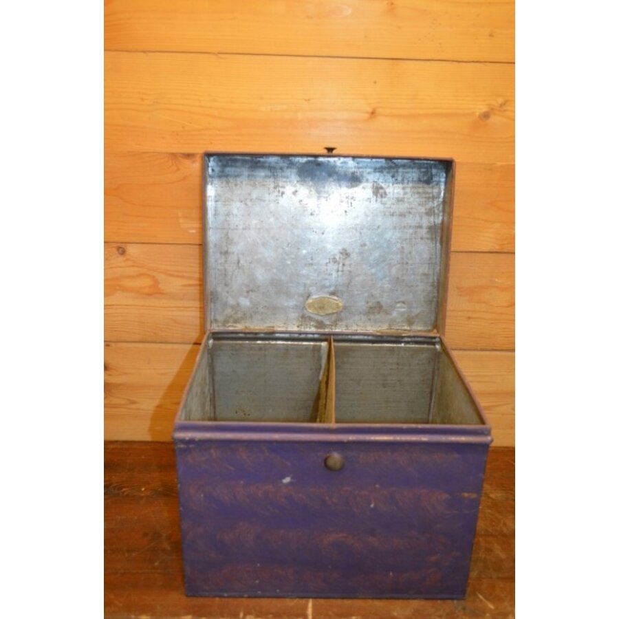 Groot antiek koffieblik met twee vakken van Van Muijen Den Haag - Arnhem-5