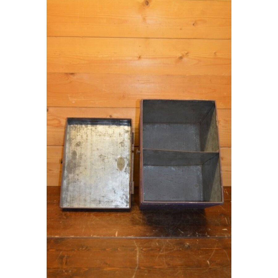 Groot antiek koffieblik met twee vakken van Van Muijen Den Haag - Arnhem-9