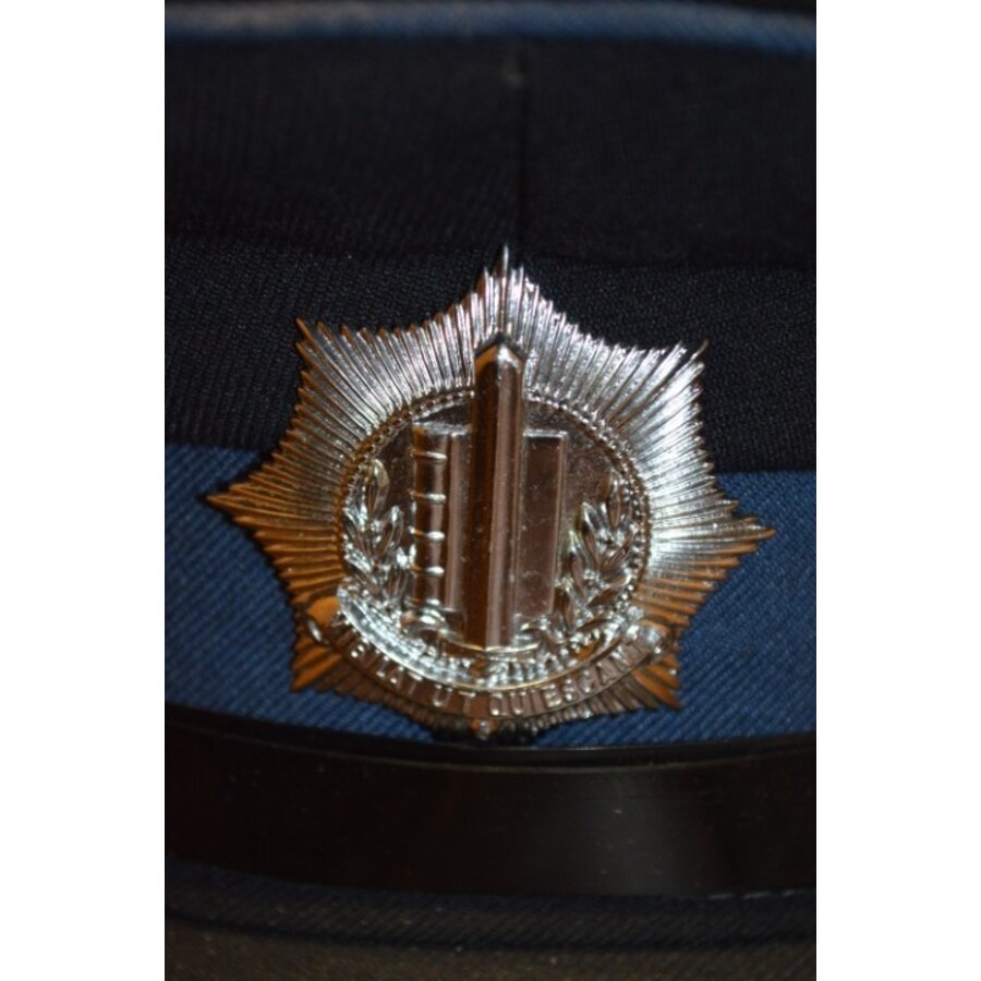 Blauwe tweedehands namaak korpspet uit de jaren 80 – carnavalspet zonder maat-3