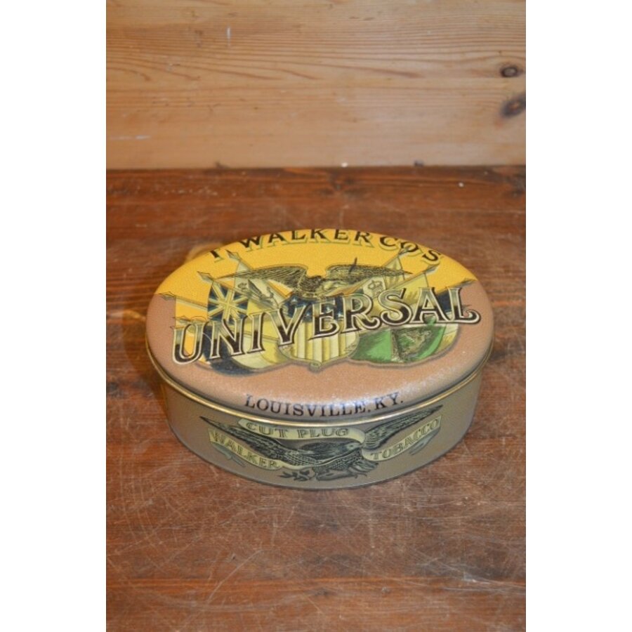 Vintage ovaal tabaksblik Walker’s Universal Cut Plug Tobacco van Daher – gedecoreerd in Engeland-1