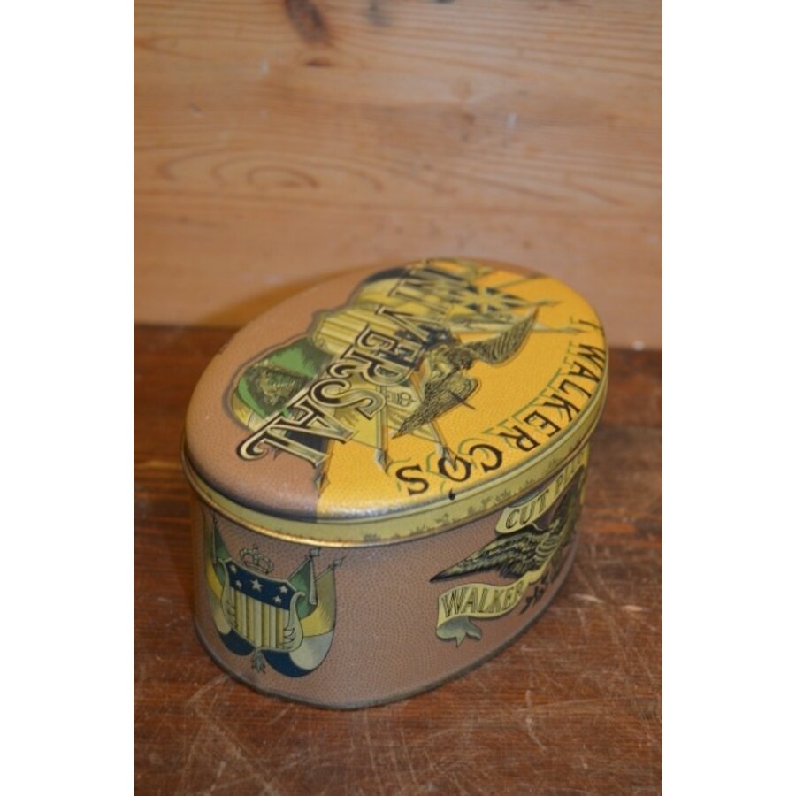 Vintage ovaal tabaksblik Walker’s Universal Cut Plug Tobacco van Daher – gedecoreerd in Engeland-4