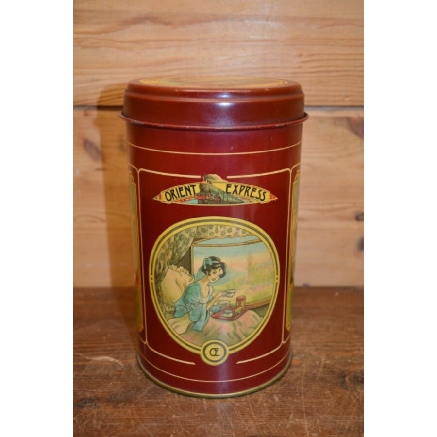 Vintage Orient Express souvenir theeblikje van Mywatt Italië – Parijs tot Istanbul-1